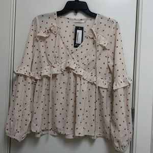 Heart print blouse